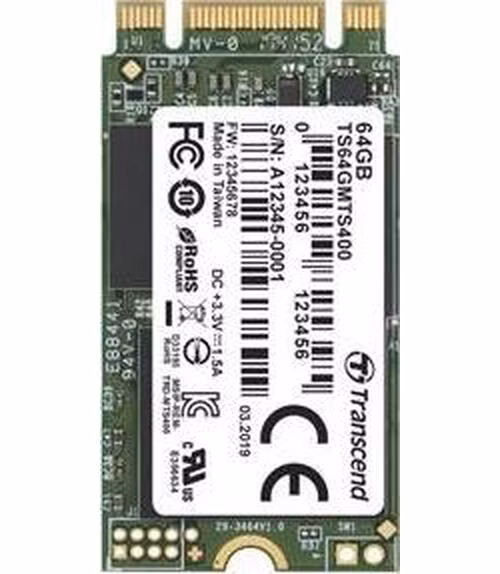 TRANSCEND MTS400 64GB SSD disk M.2 2242, SATA III 6Gb/s (MLC), 530MB/s R, 470MB/s W