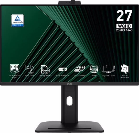 MSI PRO MP275QPDG/ 27"/ 2560x1440/ IPS/ 4ms/ 100Hz/ 250cd/m2/ 1300:1/ HDMI/ DP/ USB/ VESA/ černý