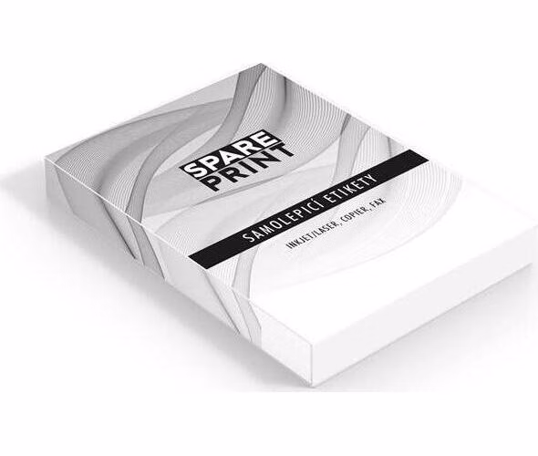 SPARE PRINT PREMIUM Samolepicí etikety bílé, 100 archů A4 v krabici (1arch/65x etiketa 38x21mm)