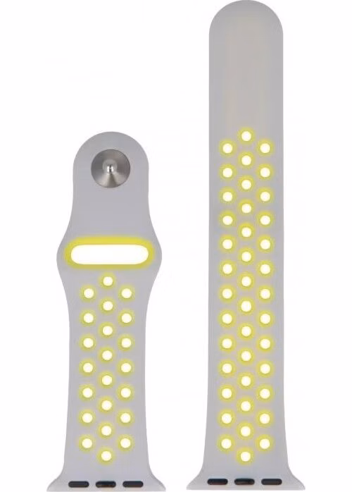 Swissten řemínek pro apple watch silikonový - sport 42 / 44 / 45 / 49 mm stříbrno/žlutý