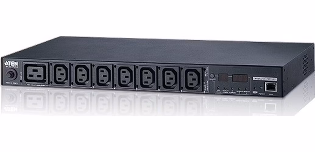 Aten PE7208 20A/16A 8 výstupů 1U s měřením zásuvek eco PDU Vstup C20 Výstup 7x C13 1x C19