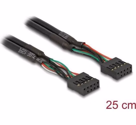 Delock Kabel USB 2.0 pin konektor samice 1.25 mm 10 pin na USB 2.0 pin konektor samice 1.25 mm 10 pin 25 cm