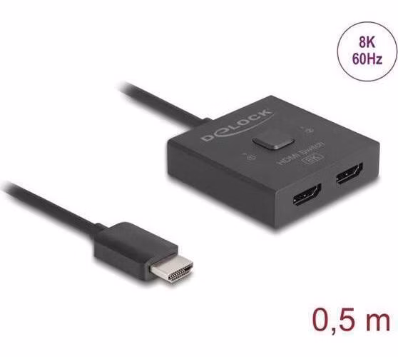 Delock Switch HDMI, 2 na 1, obousměrný, 8K