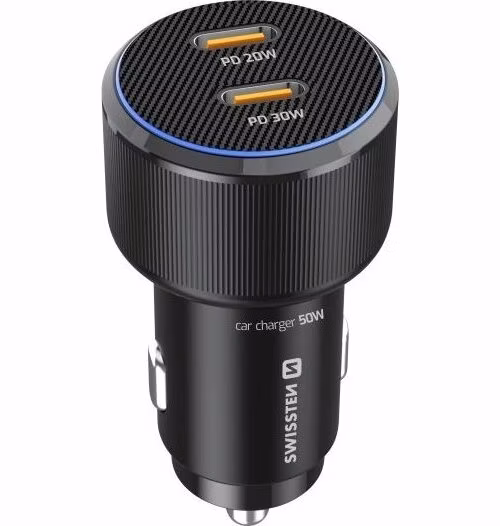 SWISSTEN CL ADAPTÉR 2x USB-C PD, 50W ČERNÝ