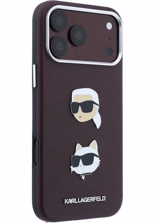 Karl Lagerfeld PU Semi Wrap Saffiano K&amp;CH Heads kryt iPhone 18 Pro burgundy