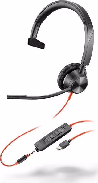 Poly Blackwire 3315 náhlavní souprava, 3.5 mm jack + USB-C/A adaptér, mono