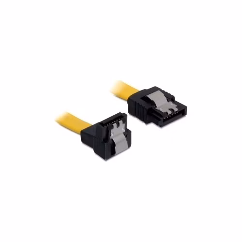 Delock Kabel SATA III 70 cm, přímý/dolů, žlutý, kovová západka
