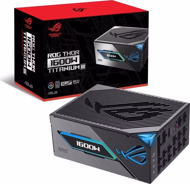 ASUS zdroj ROG THOR 1600W Titanium III, 135mm, Plně modulární, 80 Plus Titanium, ATX 3.1