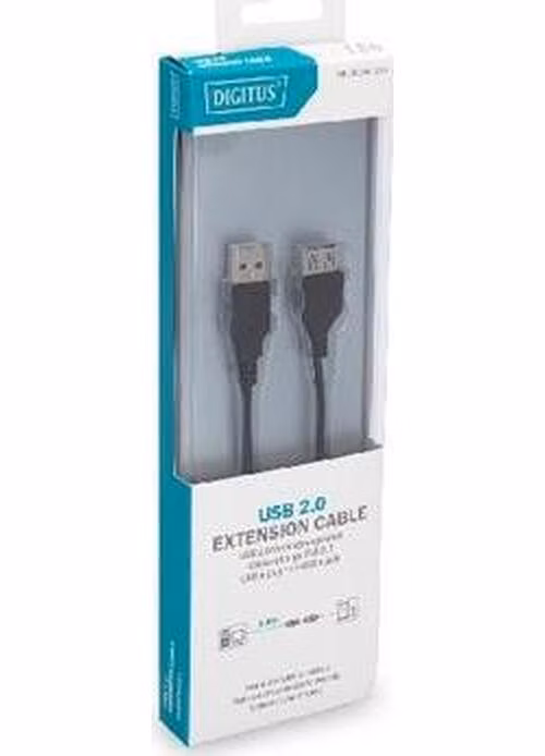Digitus USB extension cable, type A M/F, 1.8m, USB 2.0 compatible, bl