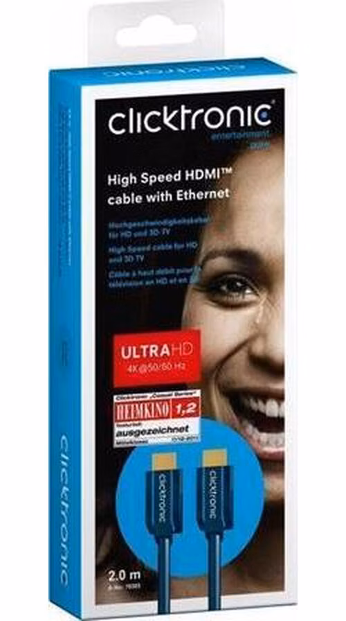 ClickTronic HQ OFC kabel HDMI High Speed s Ethernetem, zlacené, 4K@60Hz, 2m