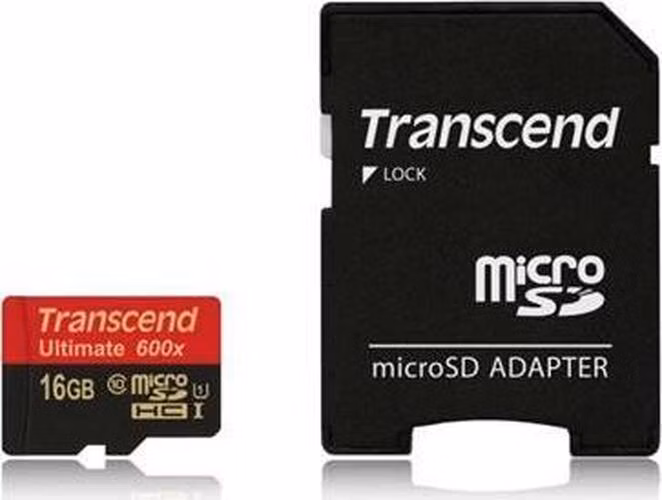 Transcend 16GB microSDHC (Class10) UHS-I 600x (Ultimate) MLC paměťová karta (s adaptérem)