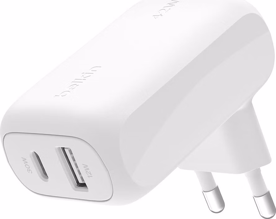 Belkin 42W PD Dual AC nabíjačka 30W USB-C &amp; 12W USB-A - White