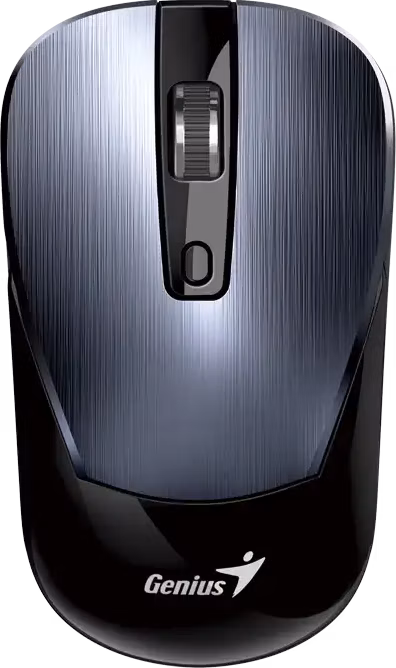 Genius NX-7125 Myš, bezdrátová, optická, 1200DPI, 4 tlačítka, Copilot, 2,4GHz, USB-A, 1× AA baterie, kovově šedá