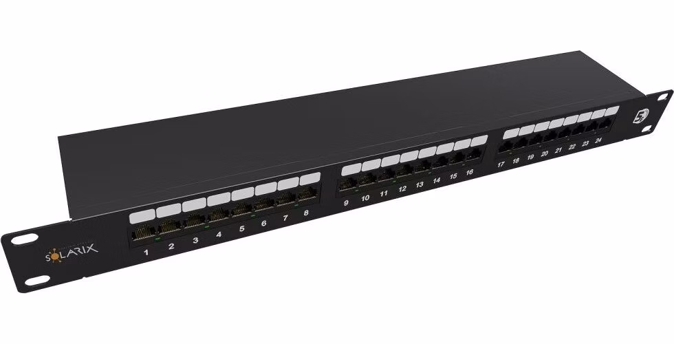 Solarix Patch panel 24 x RJ45 CAT5E STP černý 1U SX24-5E-STP-BK-N