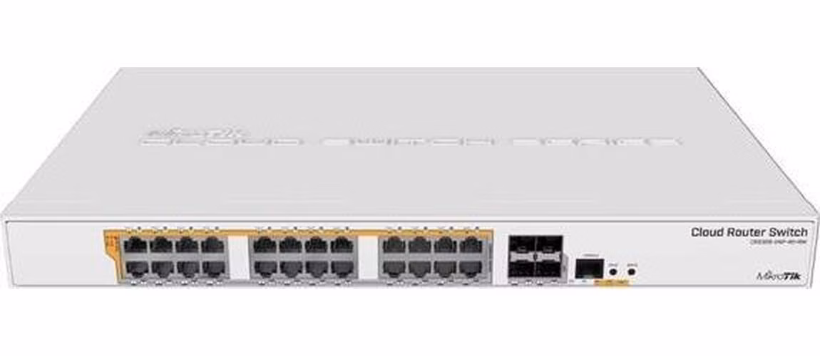 MikroTik Cloud Router Switch CRS328-24P-4S+RM, 24x GbE PoE/PoE+, 4x SFP+, RouterOS/SwOS, L5, PSU, 1U (PoE budget 450W)