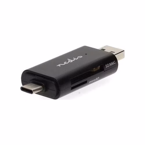 Nedis CRDRU2110BK - Čtečka Paměťových Karet | Duální čtečka karet USB-C™ / USB-A (USB2.0)
