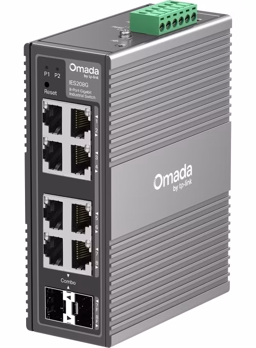 Omada 8-Port Gigabit Industrial Easy Managed Switch 8× Gigabit Ports (6× RJ45, 2× RJ45/SFP Combo) Professional Industria