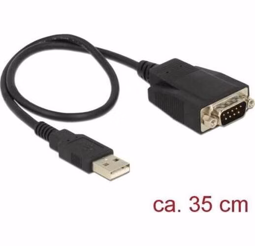 Delock Adaptér USB 2.0 Typ-A samec > 1 x Serial RS-232 DB9 samec se šrouby a maticemi ESD ochrana