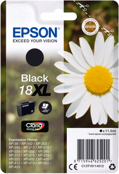 Epson inkoustová náplň/ T1811/ Singlepack 18XL Claria Home Ink/ Černá