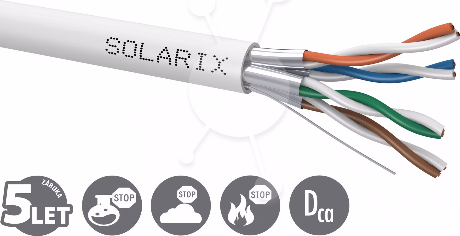 Inštalačný kábel Solarix STP, Cat6A, drôt, LSOH, cievka 500 m SXKD-6A-STP-LSOH