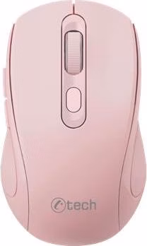 C-TECH myš WLM-12 Dual mode, bezdrátová, BT5.0 + 2,4GHz, 1600DPI, 6 tlačítek, USB nano receiver, růžová