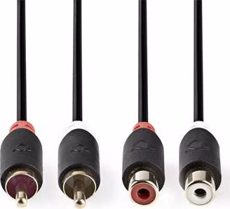 Nedis CABW24205AT20 - Stereofonní Audio Kabel | 2x RCA Zástrčka - 2x RCA Zásuvka | 2 m | Antracit