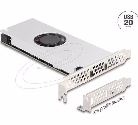 Delock Karta PCI Express x16 na 2 x USB 20 Gb/s USB Type-C Dual Channel s ventilátorem a chladičem , nízkoprofilové