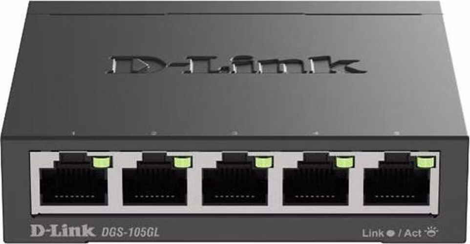 D-Link DGS-105GL/E 5-Port Gigabit Ethernet Metal Housing Unmanaged Light Switch without IGMP- 5-Port 10/100/1000 Mbps