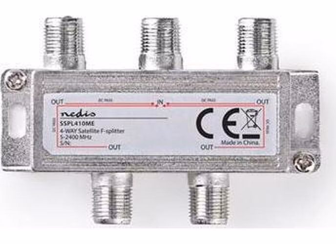 Nedis SSPL410ME - Satelitní F-Rozbočovač | Max. zisk 11,5 dB | 5–2 400 MHz | 4 výstupy
