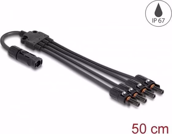Delock Solární splitter kabel DL4, ze 1 x zásuvkového na 4 x zástrčkový, 50 cm, černý
