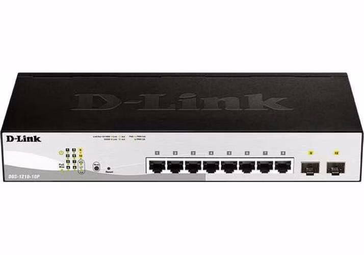 D-Link DGS-1210-10P/ME 8-Port 10/100/1000BASE-T PoE + 2-Port 1 Gbps SFP Metro Ethernet Managed Switch, 65W