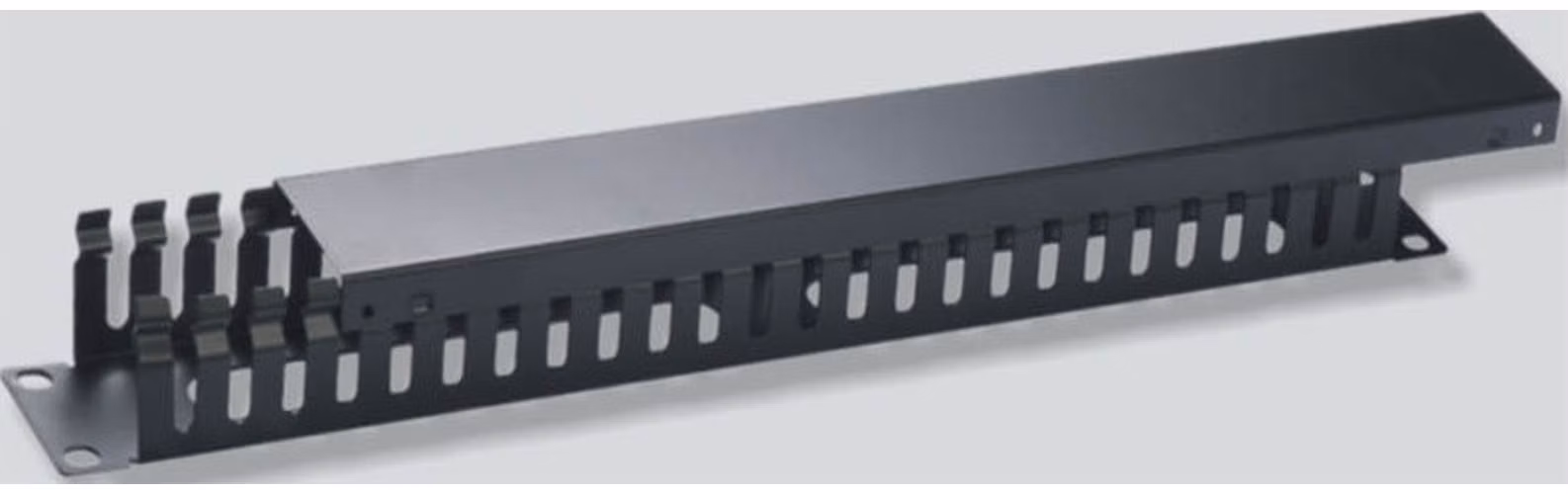 Vyvaz.panel 19"1U kov Lišta Priechodný čierny 45mm hl