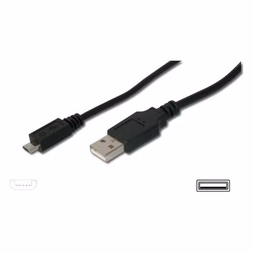 Digitus USB 2.0 kabel USB A samec na USB micro B samec, 2x stíněný, Měď, 3m