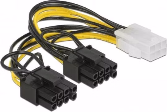 Delock PCI Express napájecí kabel 6 pin samice > 2 x 8 pin samec 15 cm