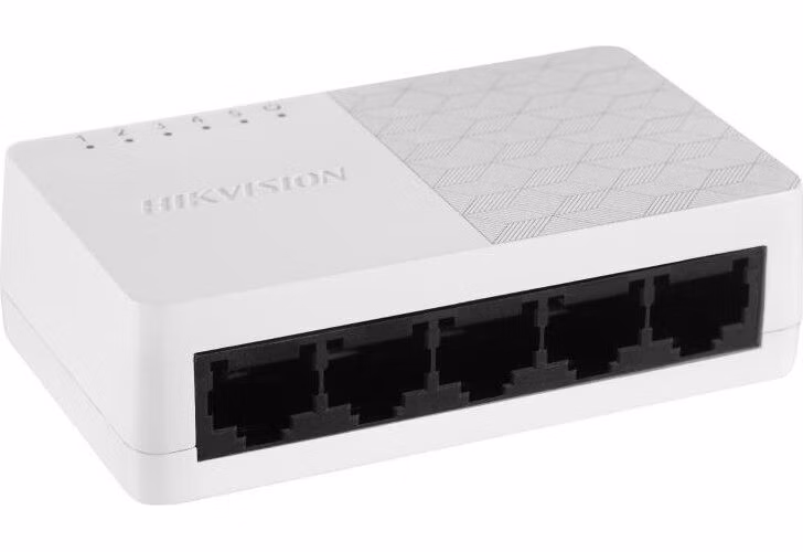 HIKVISION switch DS-3E0105D-O/ 5x port/ 10/100 Mbps RJ45 ports/ 1 Gbps/ napájení 5 VDC, 0.6 A
