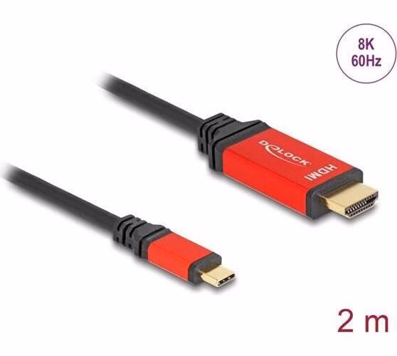 Delock Kabel USB Type-C™ na HDMI (DP Alt Mód) 8K 60 Hz s funkcí HDR 2 m červená