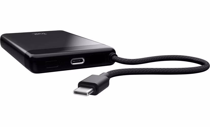 TRUST Powerbanka Fiera, 10000 mAh, S kabelem, 2x USB-C, černá