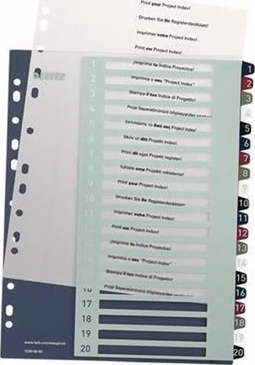 LEITZ Rejstříky Style - popisovatelné na PC, A4+ MAXI 1-20