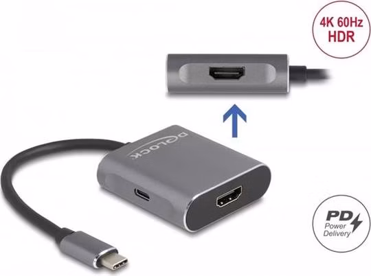 Delock Splitter USB Type-C™ (režim DP Alt) na 2 x HDMI MST s USB Type-C™ PD
