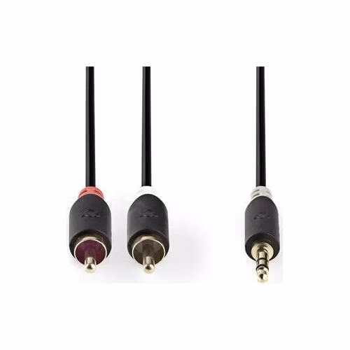 Nedis CABW22200AT50 - Stereofonní Audio Kabel | 3,5mm Zástrčka - 2x RCA Zástrčka | 5 m | Antracit