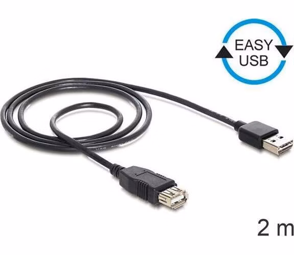 Delock kabel EASY-USB 2.0-A samec > USB 2.0-A samice,prodlužující 2 m