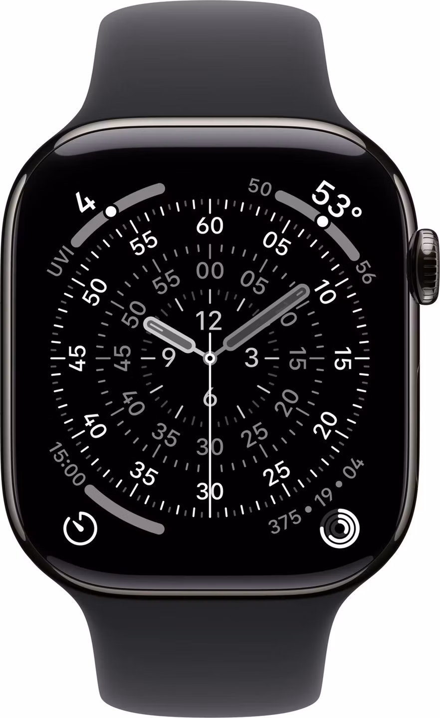 Apple Watch Series 11 GPS + Cellular 42mm Bridlicový sivý titán s čiernym športovým remienkom - S/M