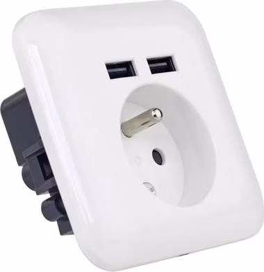 PLATINET ZÁSUVKA FRANCOUZSKÁ + 2 USB 2.1A Nabíječka