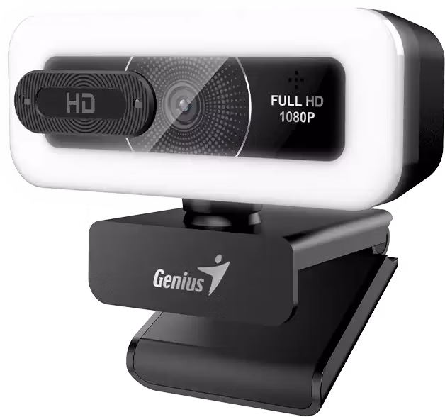 Genius FaceCam Light Webkamera, Full HD 1080p, LED osvětlení, vestavěný mikrofon, krytka soukromí, USB/C, černá