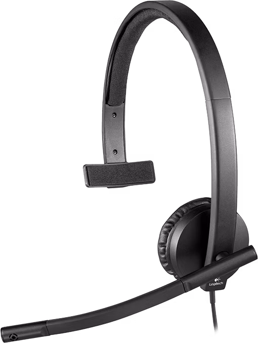 LOGITECH Headset H570e Mono/ drátová sluchátka + mikrofon/ USB/ černá