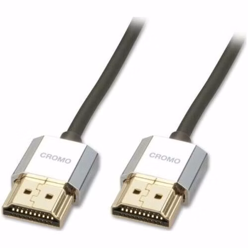 Lindy HDMI M/M 0.5m, Ultra High Speed+Eth, 4K@60Hz, HDMI 2.0, 18G, G pozl. kon., sivý, Slim, Cromo