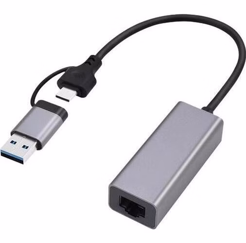 Gembird adaptér USB-C (M) + USB-A 3.2 (M) na Gigabit LAN
