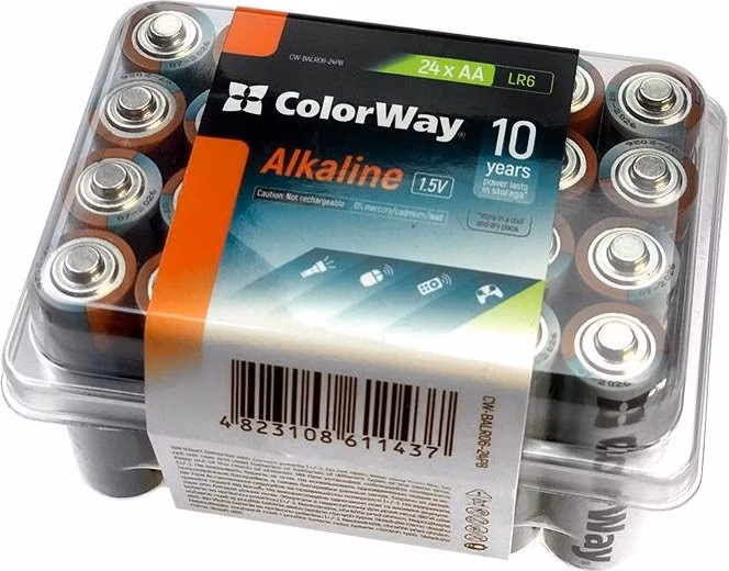 Colorway alkalická baterie AA/ 1.5V/ 24ks v balení/ Plastový box