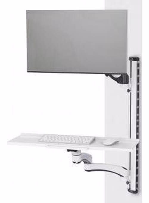 DIGITUS Pracovní stanice (monitor, klávesnice, myš) Nástěnný držák 32", 8 kg, VESA 75x75/100x100, bílá/černá