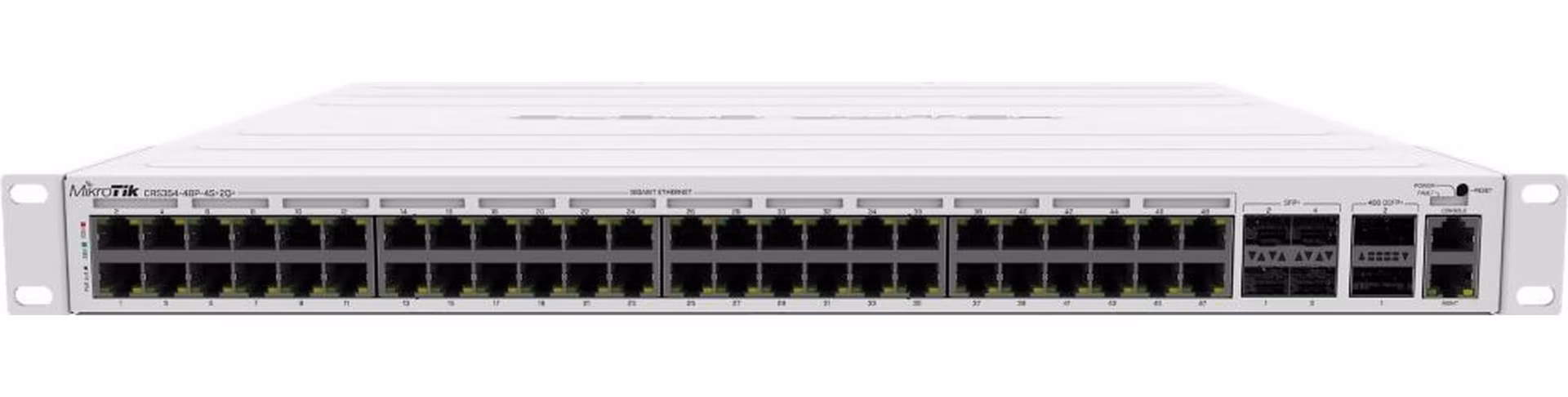 MikroTik CRS354-48P-4S+2Q+RM, 48x GbE PoE/PoE+, 4x 10 Gbps SFP+, 2x 40 Gbps QSFP+, 1x PSU, 1U, L5 (PoE budget 800W)
